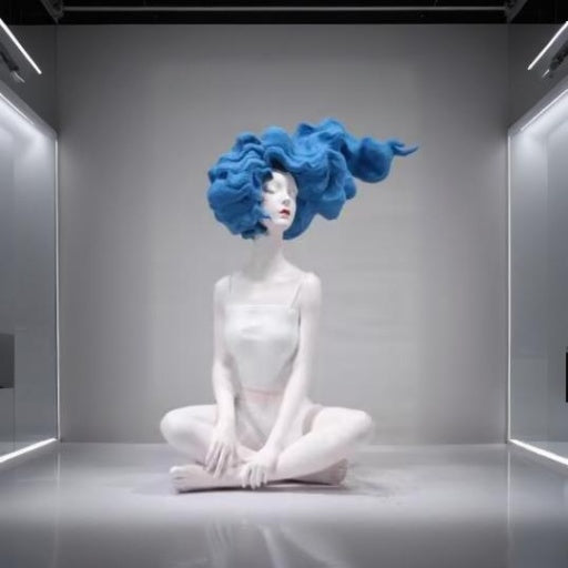 HomeDor Creative Artistic Blue Hair Girl Sculpture