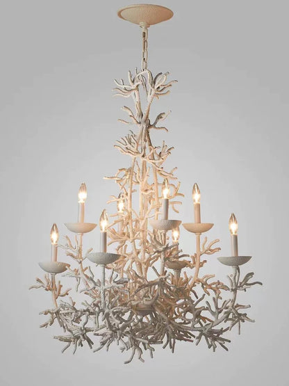 HomeDor Lettie Christmas Tree Style White Coral Candle Chandelier