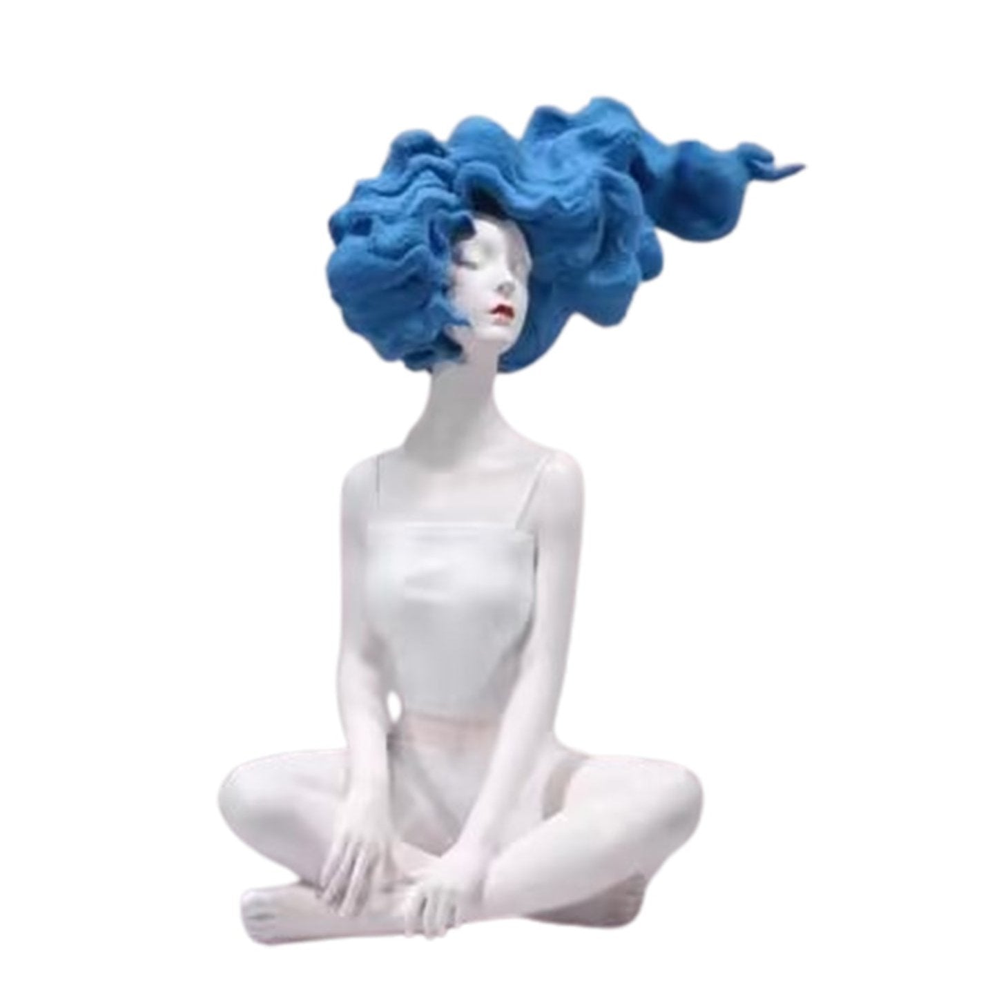 HomeDor Creative Artistic Blue Hair Girl Sculpture