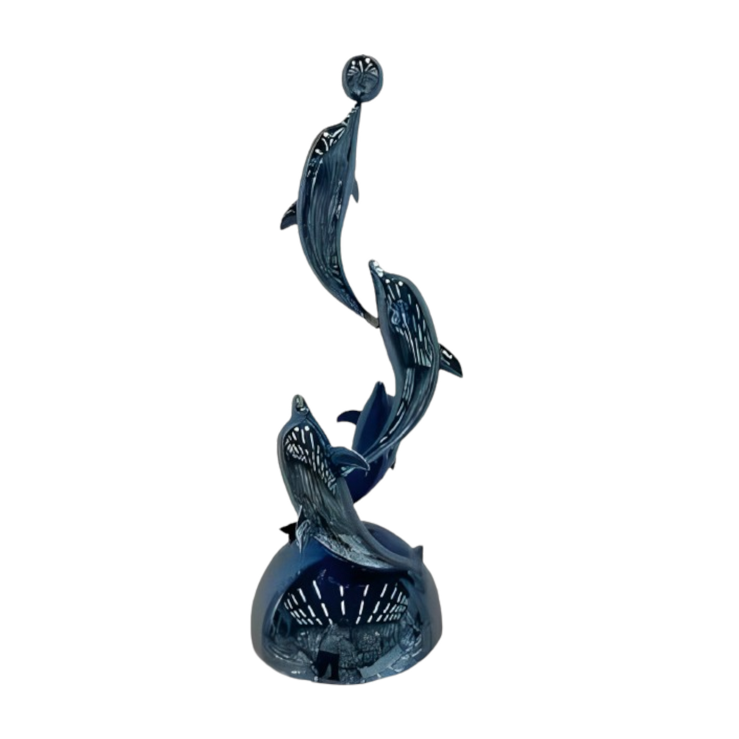 HomeDor Creative 4-Dolphin Sculpture with Hemispherical Base