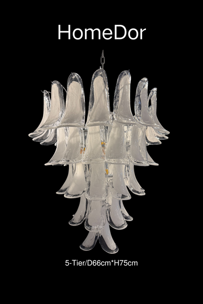 HomeDor Artistic White Petal Glass Chandelier