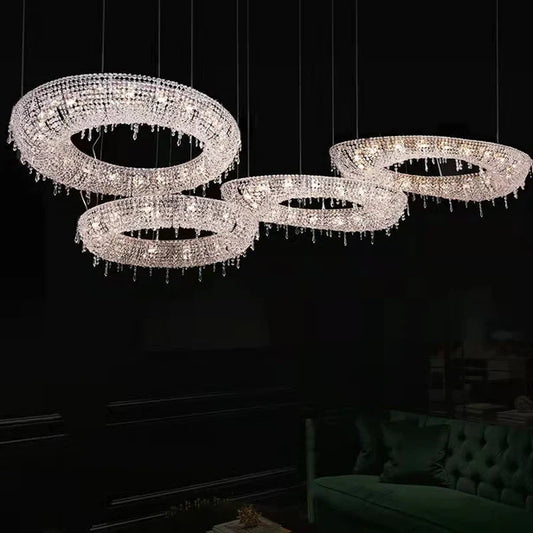 HomeDor Premium Lorella Irregular Round Chandelier in transparent/colored