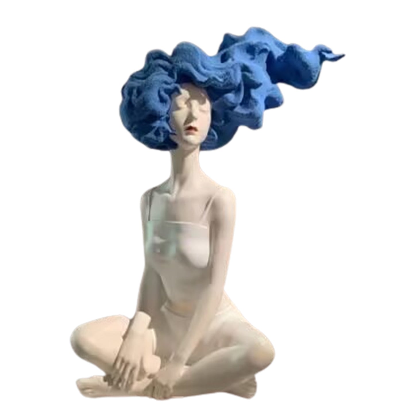 HomeDor Creative Artistic Blue Hair Girl Sculpture