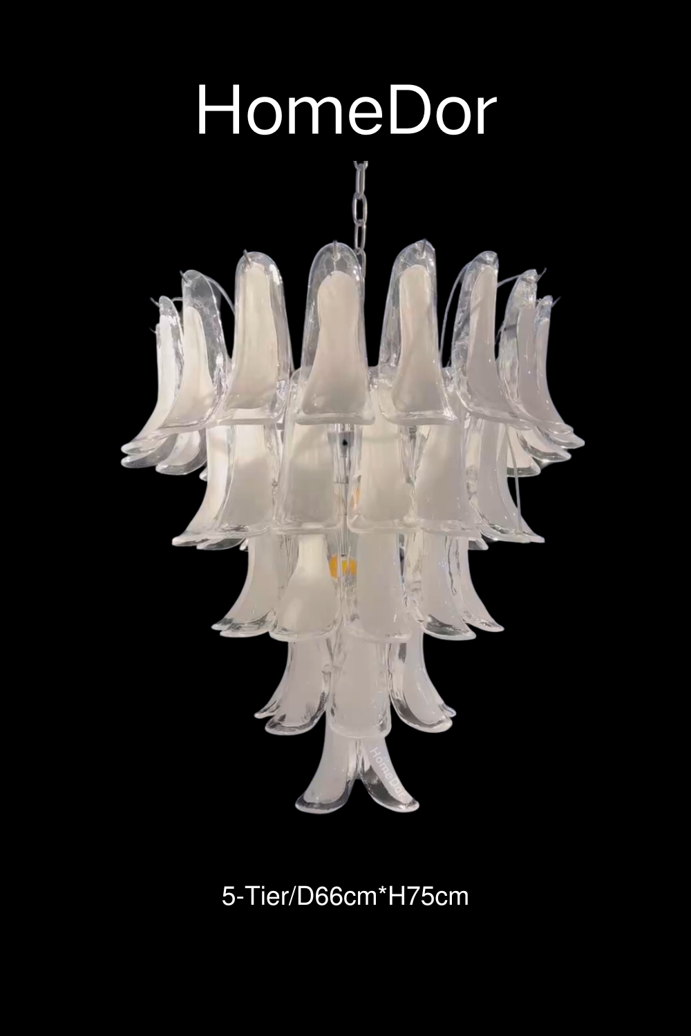 HomeDor Artistic White Petal Glass Chandelier