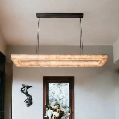 HomeDor Minimalist Rectangular Alabaster Chandelier