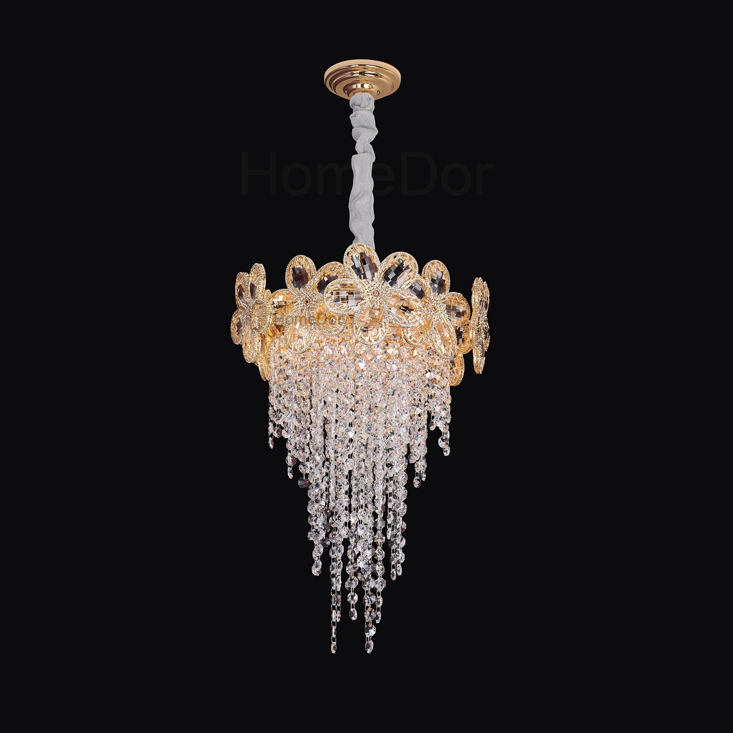 HomeDor Premium Modern Flower Crystal Tassel Chandelier