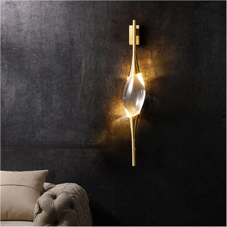 HomeDor Creative Raindrop Stick Crystal Wall Sconce