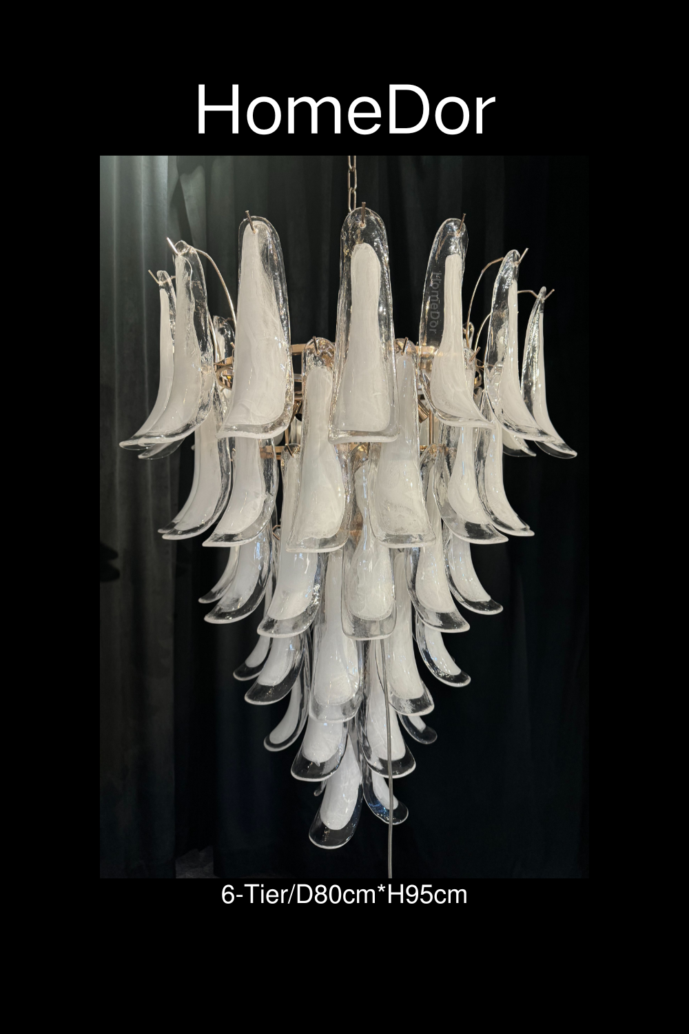 HomeDor Artistic White Petal Glass Chandelier