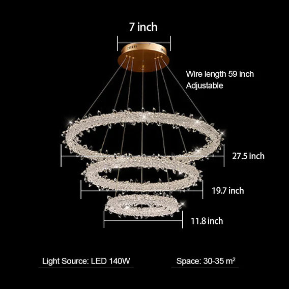 Lampadario in cristallo con anelli di ghiacciolo di Lucca