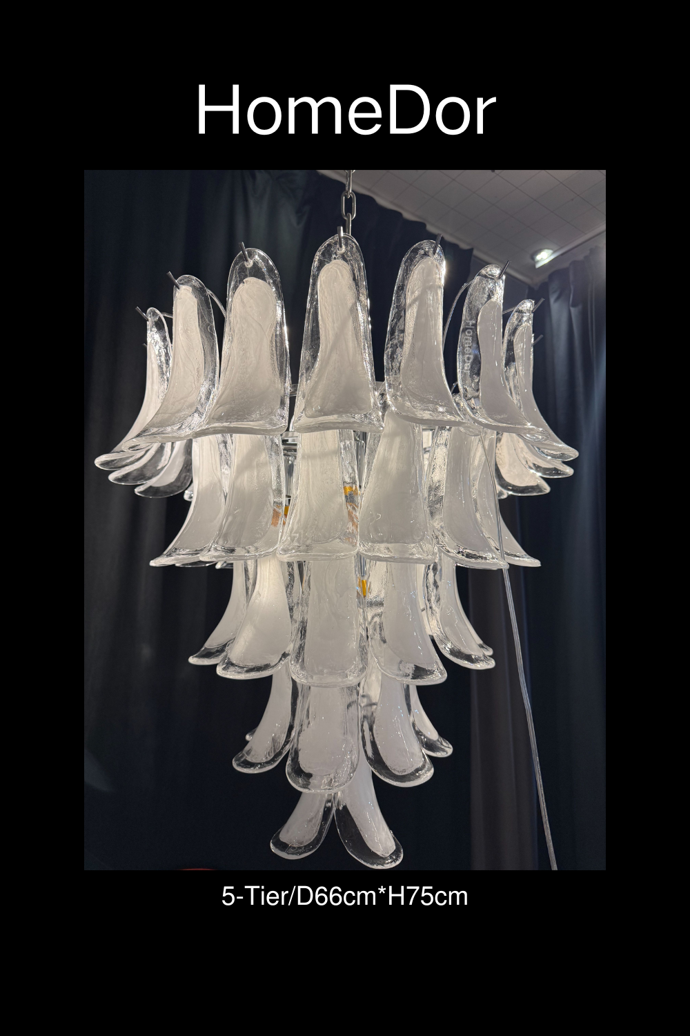 HomeDor Artistic White Petal Glass Chandelier