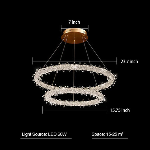 Lampadario in cristallo con anelli di ghiacciolo di Lucca