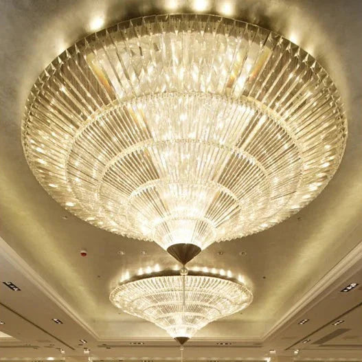 HomeDor Modern Premium Luxury Round Cone Crystal Chandelier