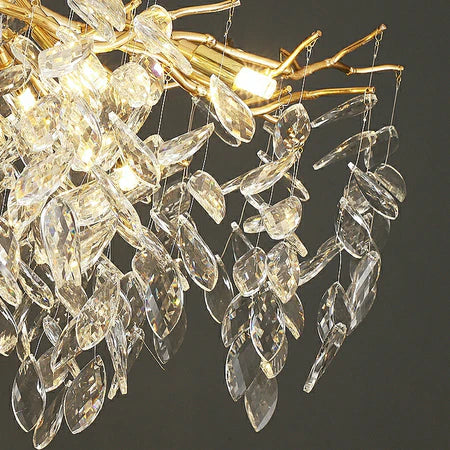 HomeDor Branch Crystal Leaves Rectangle Chandelier