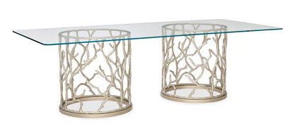 HomeDor Rectangular Glass Dining Table With Coral Reef Bases
