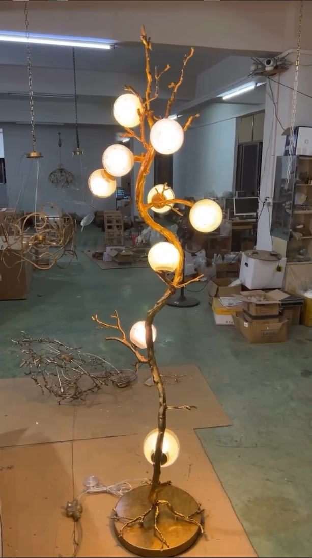 HomeDor Modern Brass Branch Glass Ball Floor Lamp