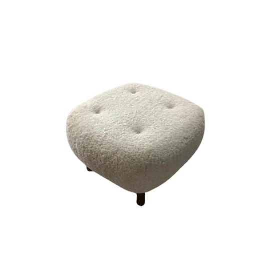 Ready to Ship | Classic Cozy White Fleece Plush Ottoman