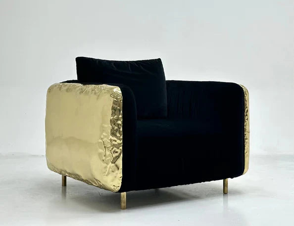 HomeDor Luxury Creative Single Sofa Chair with Brass Finish Color