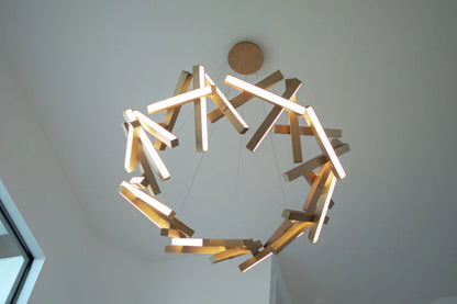 HomeDor Aluminum Geometric Round/Linear Chandelier