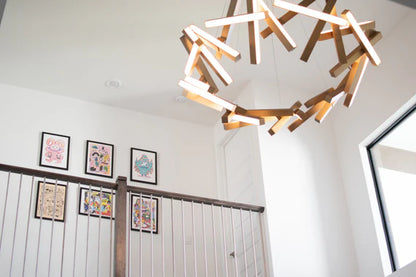 HomeDor Aluminum Geometric Round/Linear Chandelier