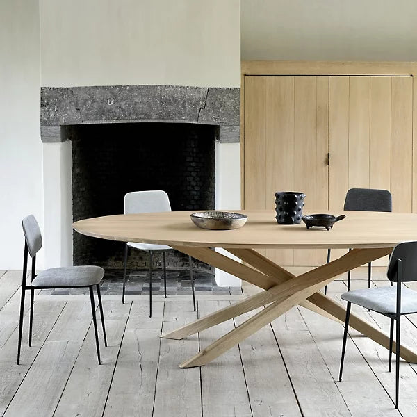 HomeDor Oval/Round/Rectangular Oak Dining Table