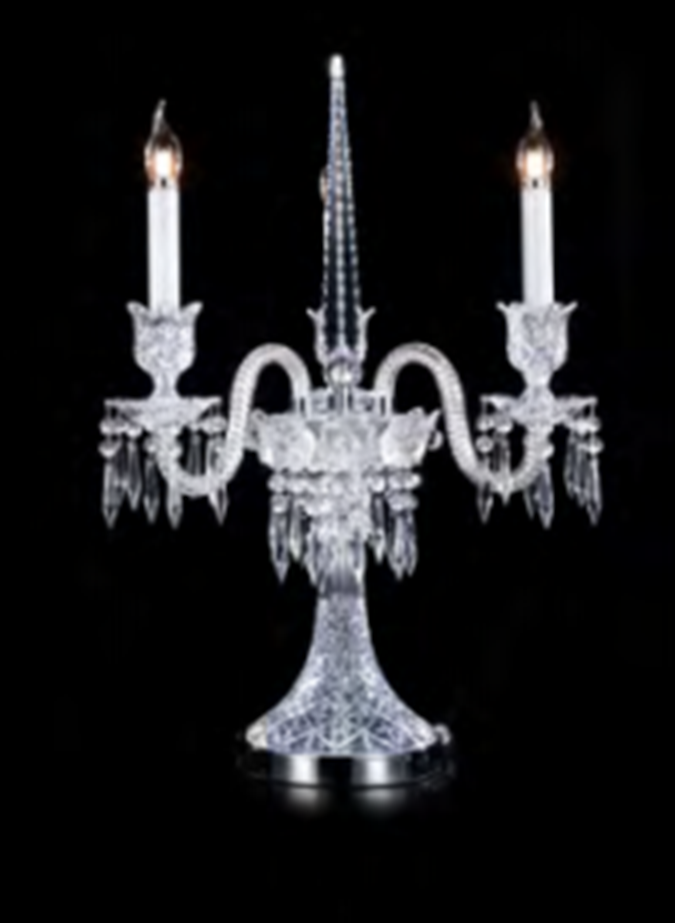 HomeDor Luxury Vintage Premium Laurel 2-Candle Crystal Table Lamp