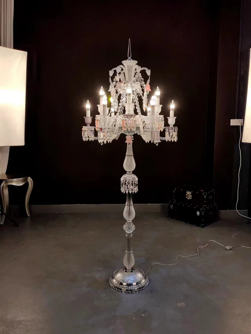 HomeDor Luxury Vintage Premium Laurel Candle Crystal Floor Lamp