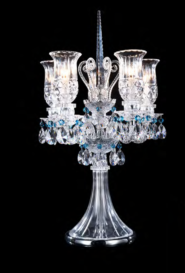 HomeDor Luxury Vintage Premium Laurel Candle Blue Crystal Table Lamp