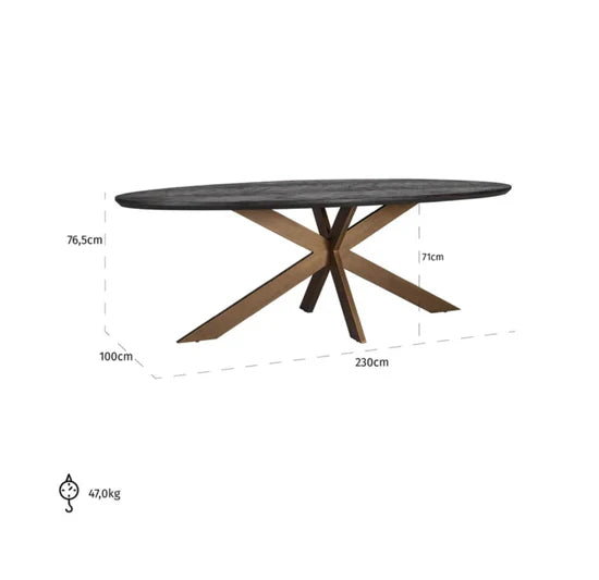 HomeDor Blackbone Oval/Round Dining Table