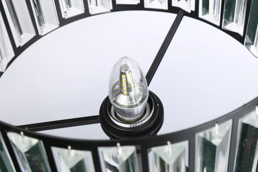 HomeDor Modern Black Finish Round Crystal Table Lamp