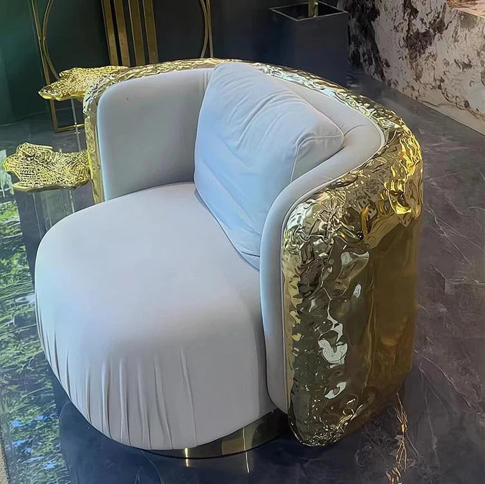 HomeDor Luxury Golden Stainless Steel Sofa Chair