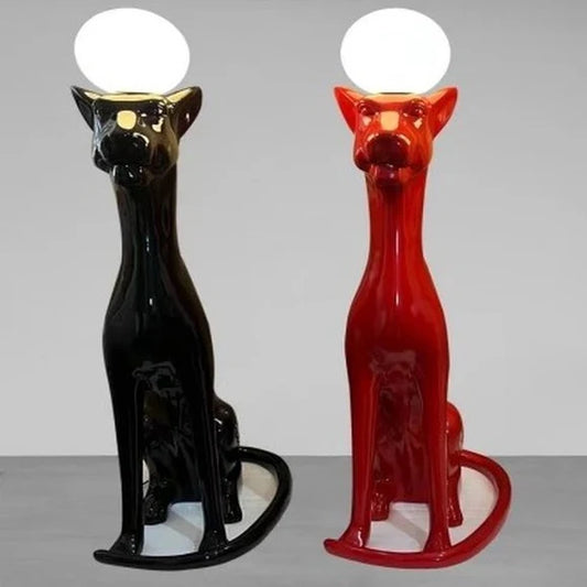 HomeDor Black/Red Sitting Dog Floor Lamp