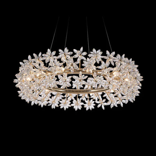 HomDor Modern Art Design Round Crystal Flower Chandelier