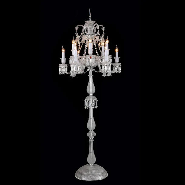 HomeDor Luxury Vintage Premium Laurel Candle Crystal Floor Lamp