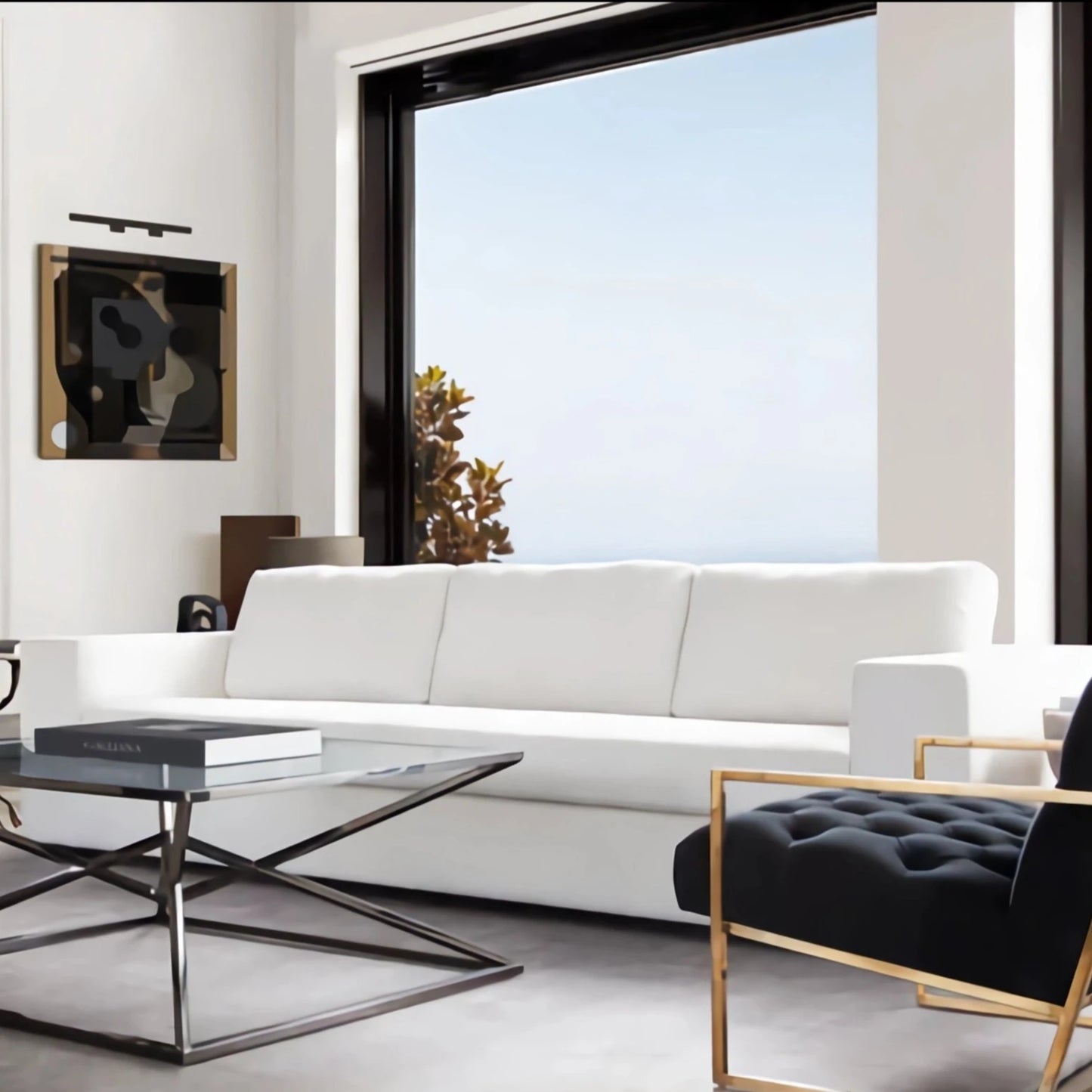HomeDor Minimalist White Sofa