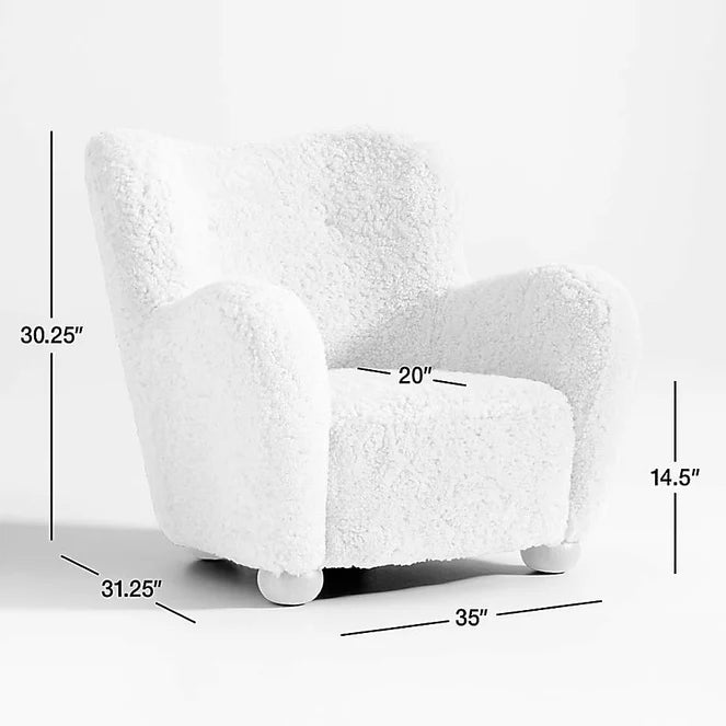 HomeDor Premium Shearling Cream White Accent Reading Sofa Chair