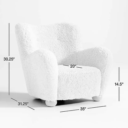 HomeDor Premium Shearling Cream White Accent Reading Sofa Chair