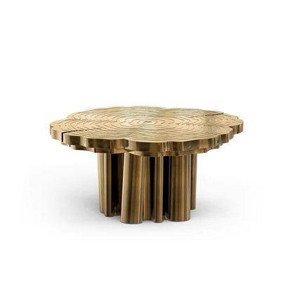 HomeDor Luxury Artistic Metalic Stump Gold Coffee Table