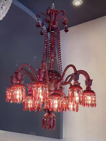 HomeDor Luxury Premium Diva Red Vintage Romantic Crystal Chandelier