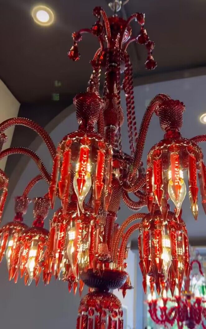 HomeDor Luxury Premium Diva Red Vintage Romantic Crystal Chandelier