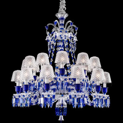 HomeDor Vintage Premium Blue Crystal Lampshade Chandelier