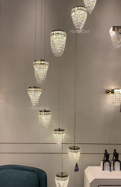 HomeDor Premium Modern Luxury Floating Crystal Conch Chandelier