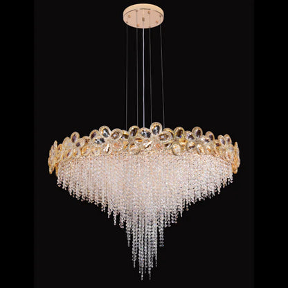 HomeDor Premium Modern Flower Crystal Tassel Chandelier