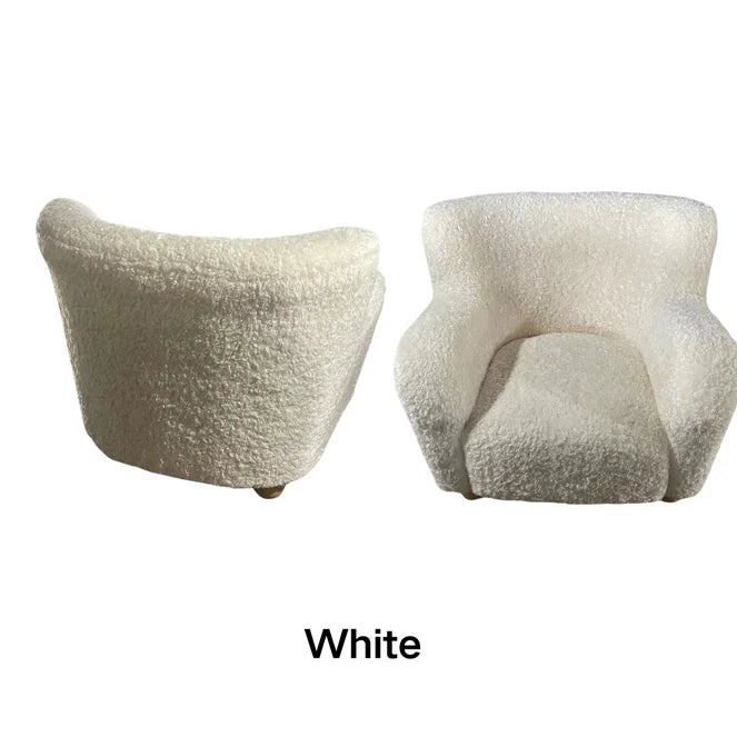 HomeDor Premium Shearling Cream White Accent Reading Sofa Chair