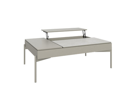 HomeDor Rectangle Functional Coffee Table in White/Black/Brown Finish Color