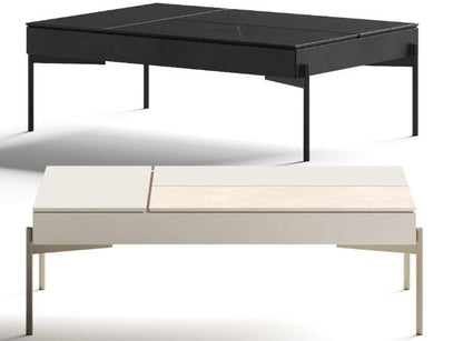 HomeDor Rectangle Functional Coffee Table in White/Black/Brown Finish Color