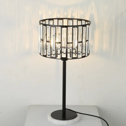 HomeDor Modern Black Finish Round Crystal Table Lamp