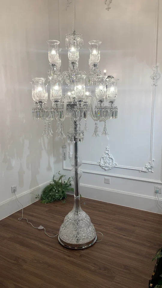 HomeDor Luxury Classic Tulip Flower Shape Crystal Floor Lamp