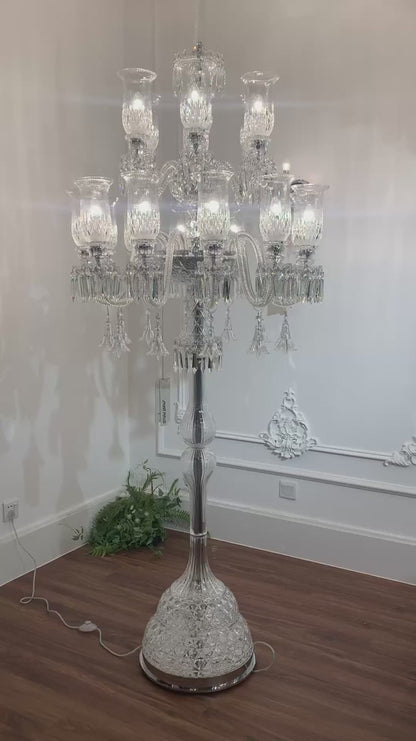 HomeDor Luxury Classic Tulip Flower Shape Crystal Floor Lamp