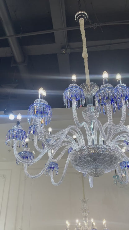 HomeDor Premium Modern Fancy Light Blue Crystal Chandelier