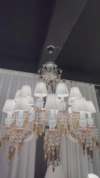 Luxury Classic Premium Laurel Lampshade Amber Crystal Chandelier